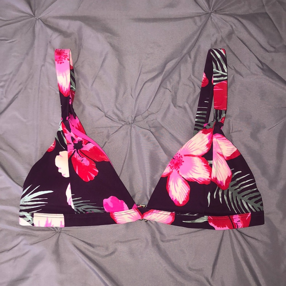 Purple floral bikini top